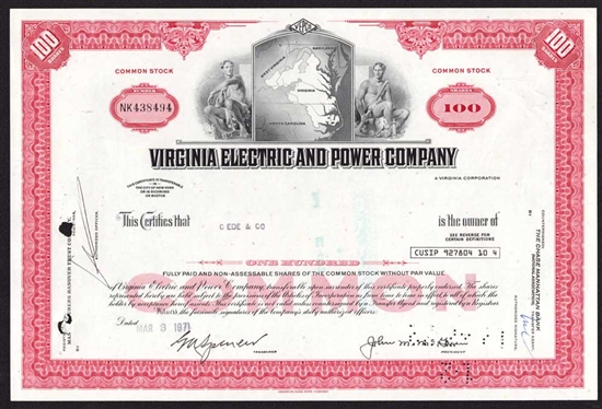 Virginia Electric and Power Company Stock Certificate