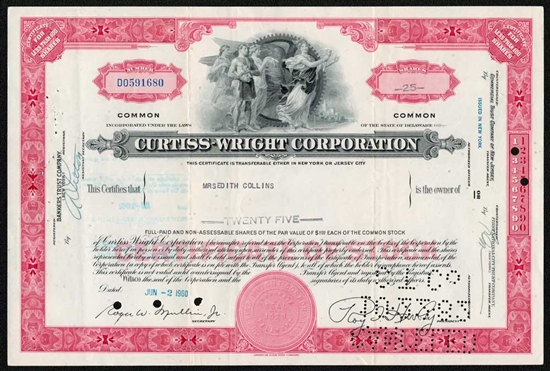 Curtiss-Wright Corp Stock Certificate