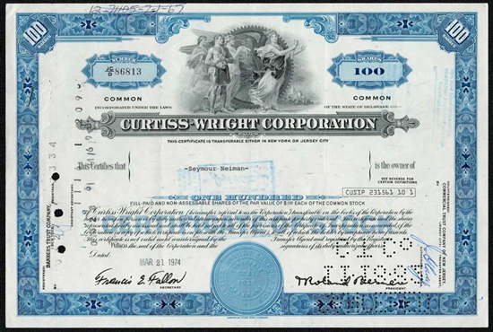 Curtiss-Wright Corp Stock Certificate