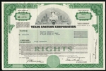 Texas Eastern Corp Rights Certificate - 1986