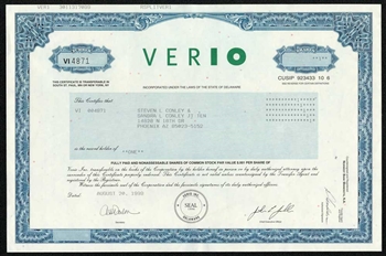 Verio  Stock Certificate - 1999