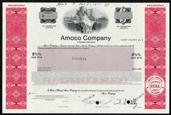 Amoco Company Specimen Certificate - 1987