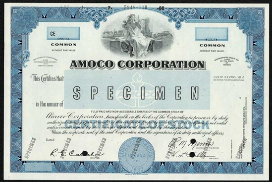 Amoco Corp Specimen Stock Certificate - 1988