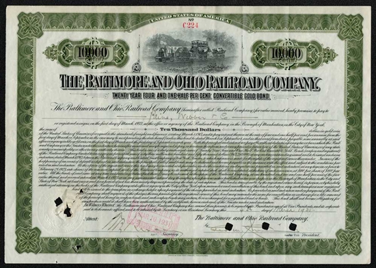 1931 Baltimore and Ohio (B&O) Railroad Gold Bond