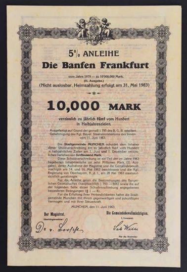 1963 Die Banfen Frankfurt Bond