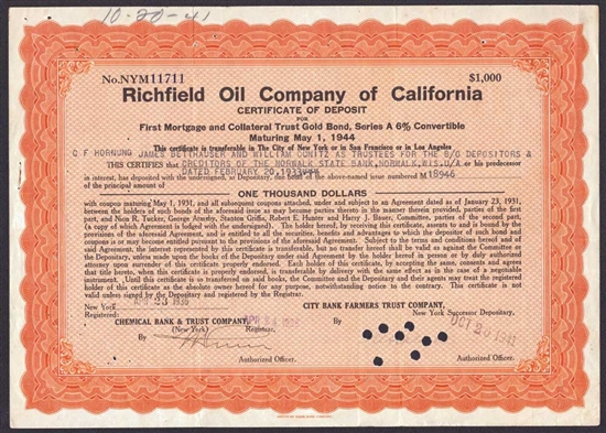 1936 Richfield Oil Company of California Gold Bond