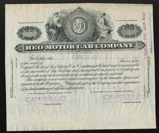 REO Motor Car Company Specimen Proof - 1920s