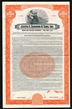 Joseph E. Seagram & Sons, Inc Specimen Bond - Rare