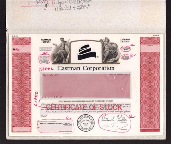 Eastman Corp Production Proof Stock Certificate | 1 of 1