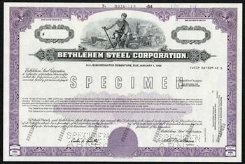 Bethlehem Steel Corp Specimen Certificate