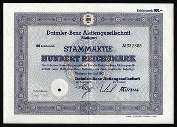 Daimler-Benz WWII German Bond - Mercedes Benz Certificate