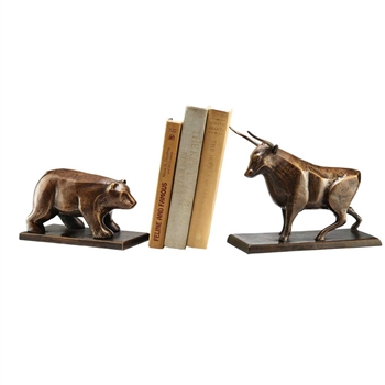 Cast Iron Bull & Bear Bookends