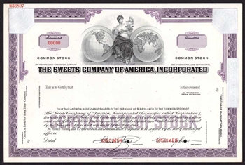 The Sweets Company of America, Inc. Specimen Stock Certificate