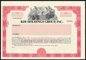 RJR Holding Group, Inc. Production Proof Stock Certificate