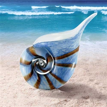 Art Glass Blue Nautilus Shell