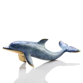 Single Dolphin Sculpture - Solid Brass