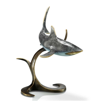 Shark Sculpture - Hot Patina Brass