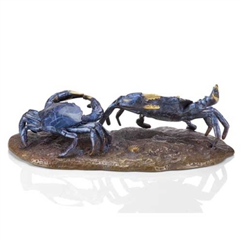 Sly Scuttlers Crab Pair Sculpture - Solid Brass