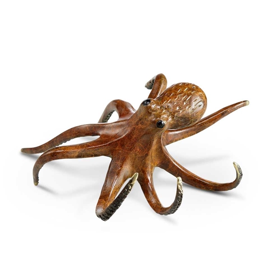 Lurking Octopus Sculpture - Hot Patina Brass