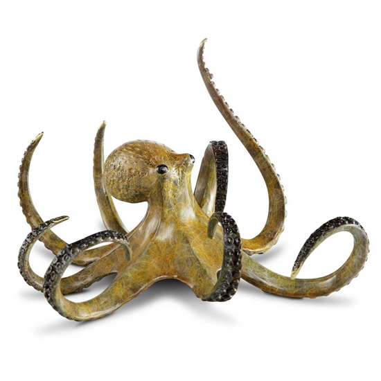 Hunting Octopus Sculpture - Solid Brass