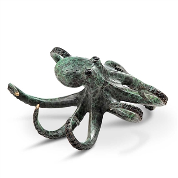 Swimming Octopus Sculpture - Hot Patina Brass