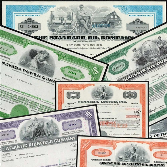 Old Oil & Gas Stock Certificate Set