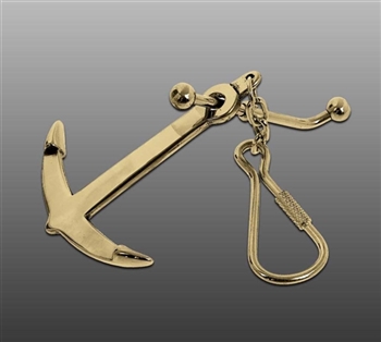 Solid Brass Anchor Key Ring