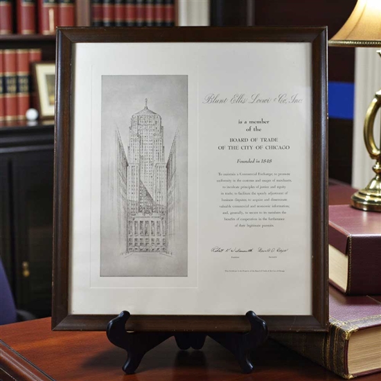Chicago Board of Trade Member Certificate | Blunt Ellis Loewi & Co.