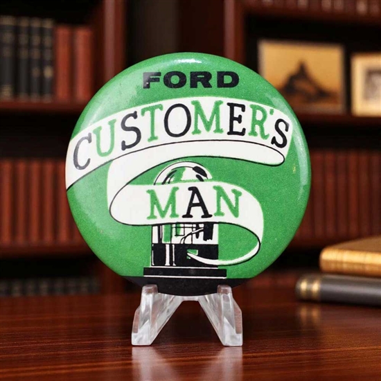 Ford Customer's Man Pinback Button - Stock Ticker