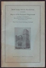 1924 Report of the Personnel Department - NYSE Booklet