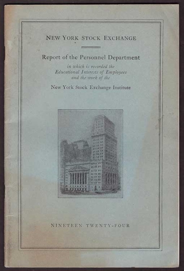 1924 Report of the Personnel Department - NYSE Booklet