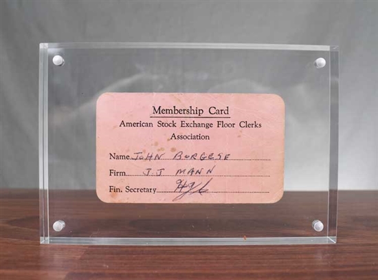 1971 American Stock Exchange Membership Card
