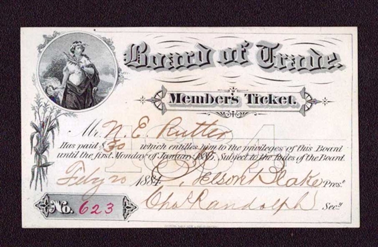1884 Chicago Board of Trade Member Ticket