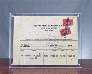 1932 NYSE Trade Ticket for Kansas City Railroad