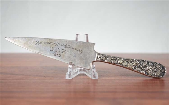 1913 Washington Stock Exchange Sterling Letter Opener