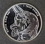 Silver Stock Market Bull and Bear Coin - .999 Silver 1 Troy Oz