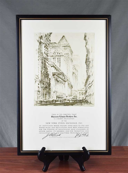 Shearson Lehman Brothers NYSE Member Certificate