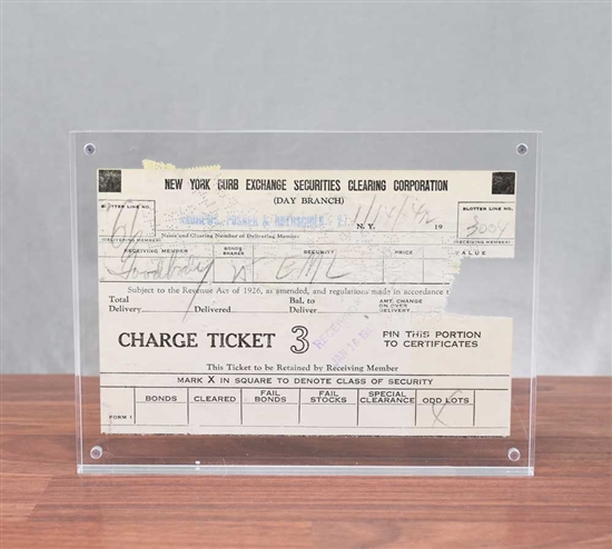 1942 New York Curb Exchange Trade Ticket - Goodbody & Co