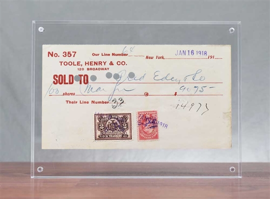 1918 Toole, Henry & Co Trade Ticket