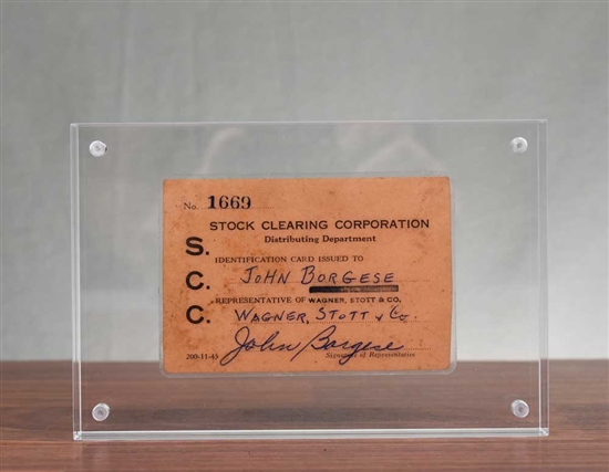 1957 NYSE Stock Clearing Corp ID Card - RARE