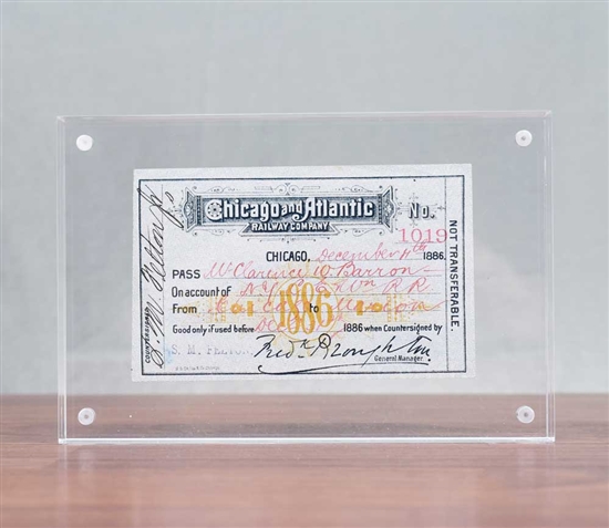 1886 Clarence W. Barron Train Ticket - Owner of Dow Jones, WSJ, and Barron's