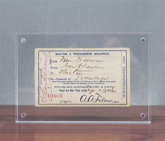 1876 Clarence W. Barron Train Ticket - Owner of Dow Jones, WSJ, and Barron's