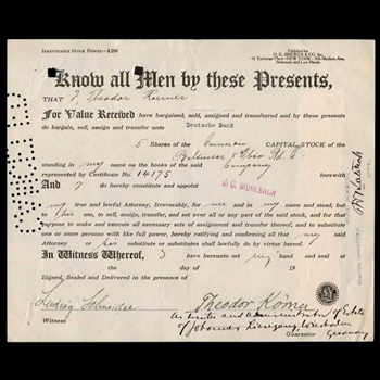 1938 Baltimore & Ohio Stock Transfer Ticket