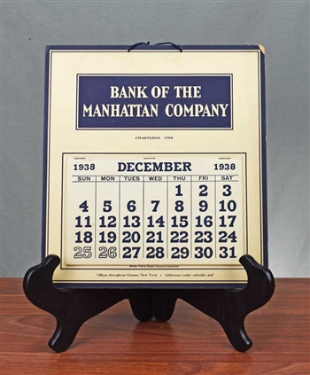 1938 Bank of the Manhattan Company Calendar - Now JPMorgan Chase