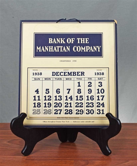 1938 Bank of the Manhattan Company Calendar - Now JPMorgan Chase