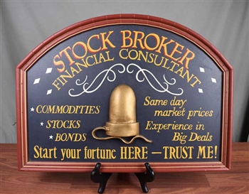 Wood Stock Broker Sign