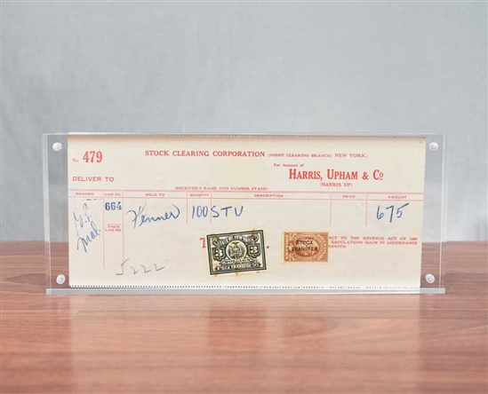 1934 Harris, Upham Trade Ticket to Fenner & Beane - Studebaker