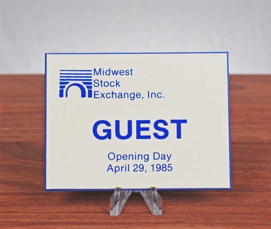 Midwest Stock Exchange Button - Chicago - Opening Day