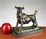 Majestic Stock Market Bull Sculpture on Marble