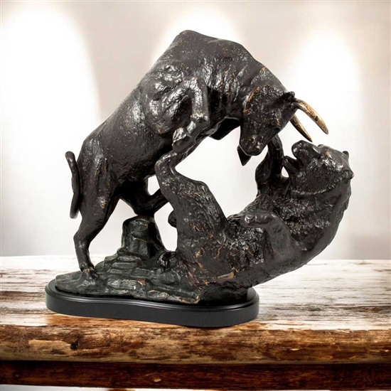 Bronze Bull & Bear Fight Sculpture - Large